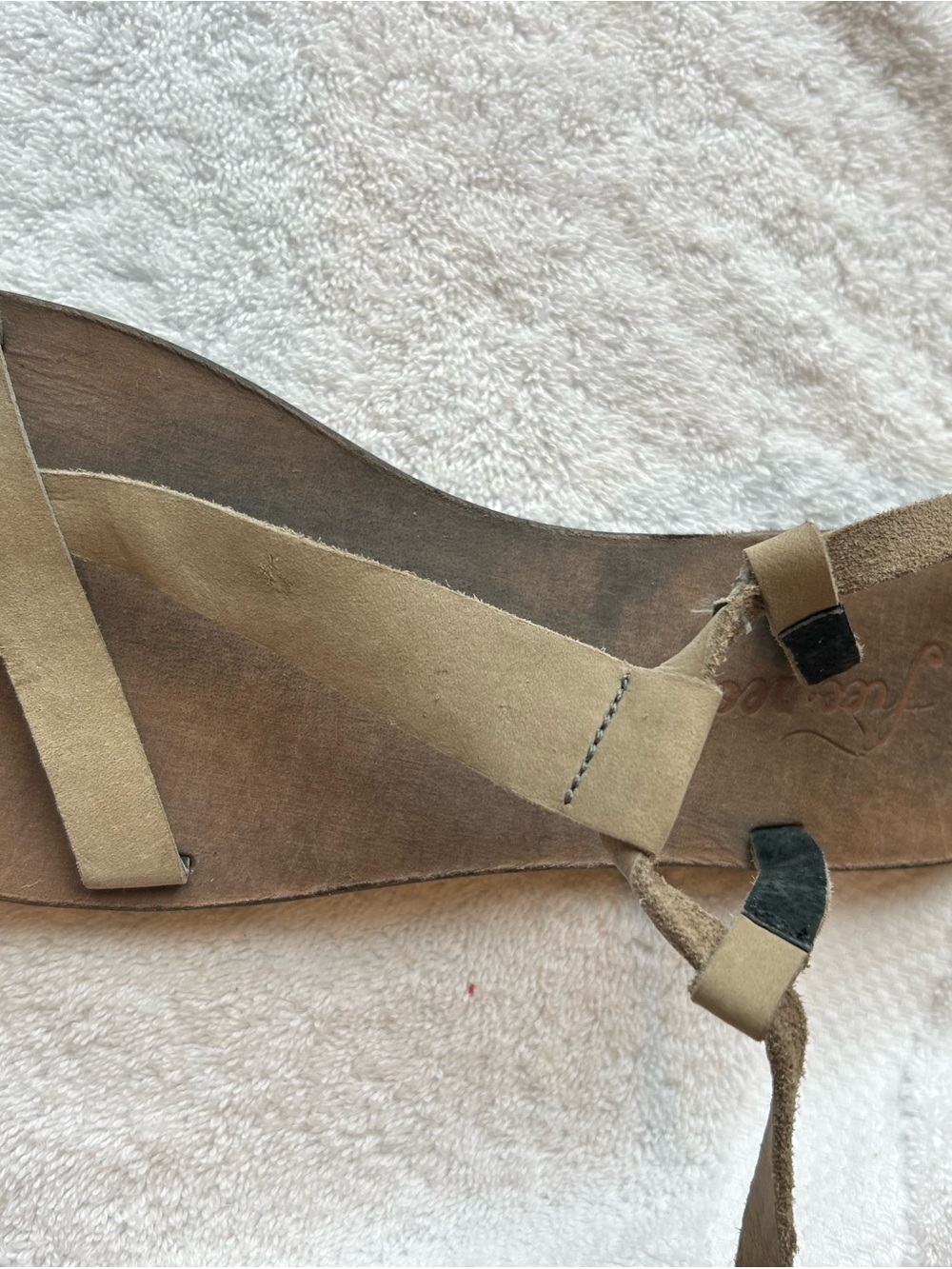 Free People Gladiator tie up Suede Leather Tan Sandal Size 9